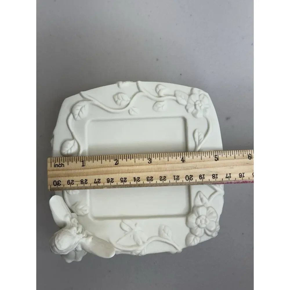 PartyLite Enchantment Fairy Square Pillar Candle Holder Bisque Porcelain Retired - Picture 8 of 9